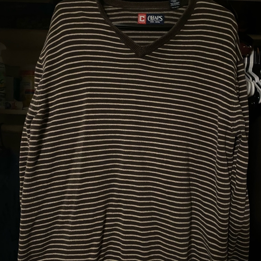 Chaps Brown and Cream Striped Sweater